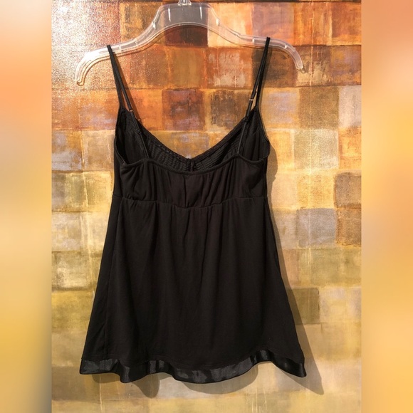 BENETTON "Stile" Black VNeck Tank Top w Satin Trim - Picture 5 of 6